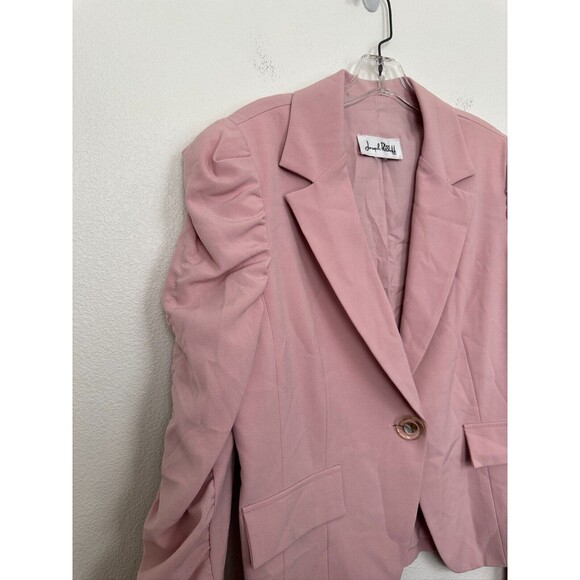 Joseph Ribkoff Pink Blazer One Button Ruched Sleeve Workwear Vintage Women's L - Picture 5 of 7